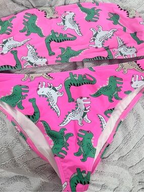 Kids' Pink Dinosaur Print Bikini - Vibrant Dino Swim Set